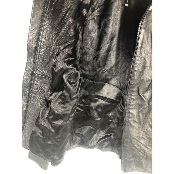 Clio Petites Black 100% Leather Jacket Coat Petite Size 4 - Picture 6 of 11
